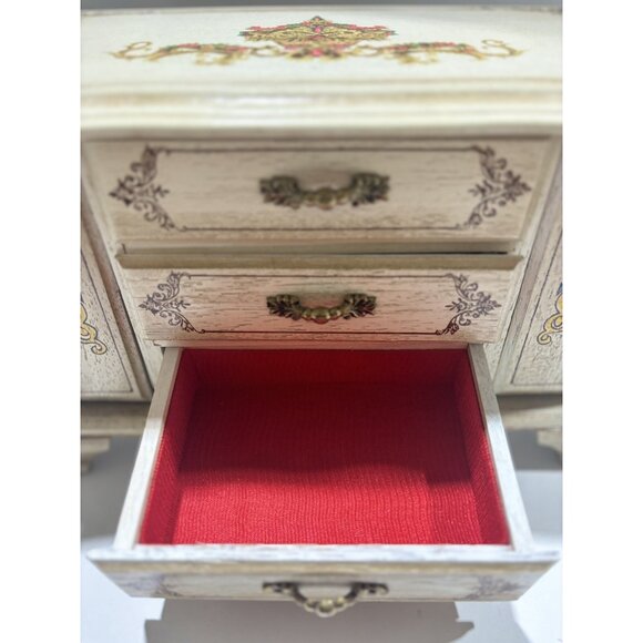 Vintage Florentine JEWELRY BOX Ivory Gold Wood 3 Drawer TOYO Japan - Picture 3 of 6